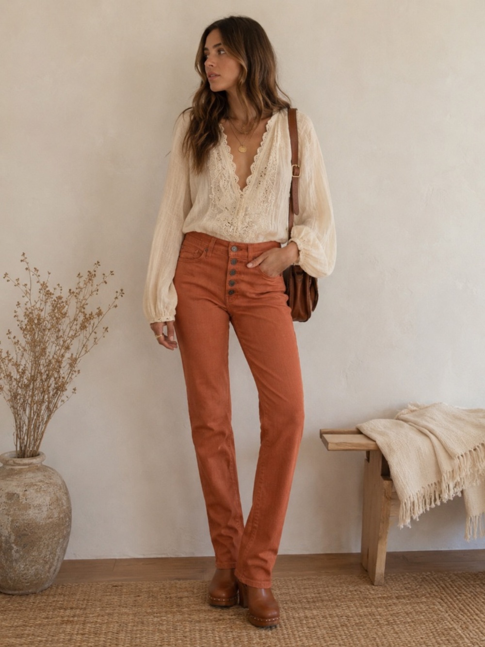 Veronica Beard Jeans High-Rise Rust Skinny Jeans Teacher Granola Preppy